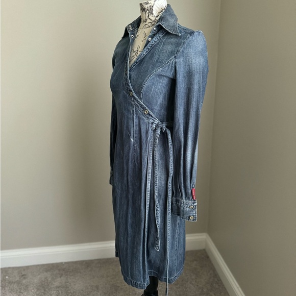 Vintage Miss Sixty Blue Jean Wrap Midi Dress - Small - Picture 5 of 11